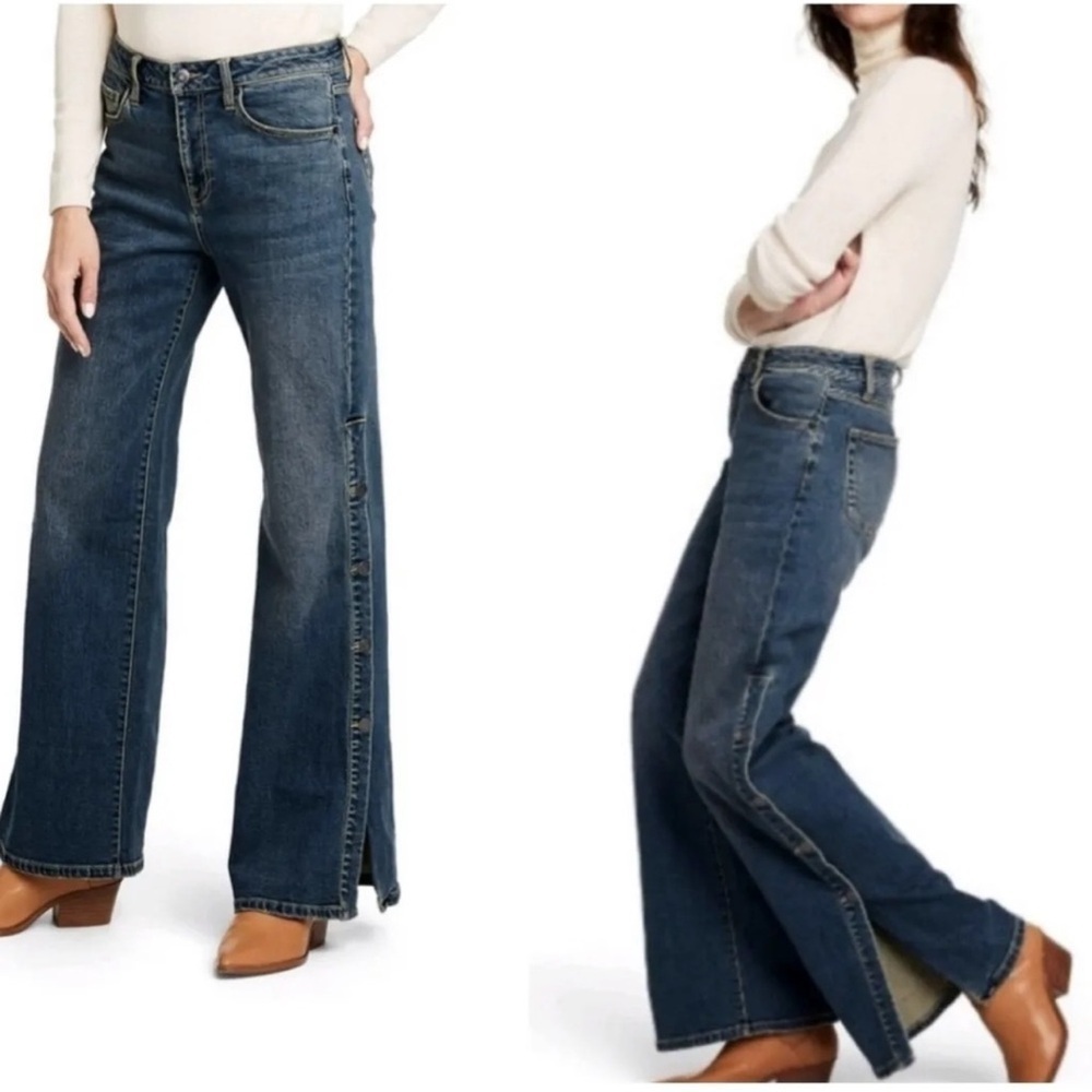 Nili Lotan Dark Blue Wide Leg Jeans